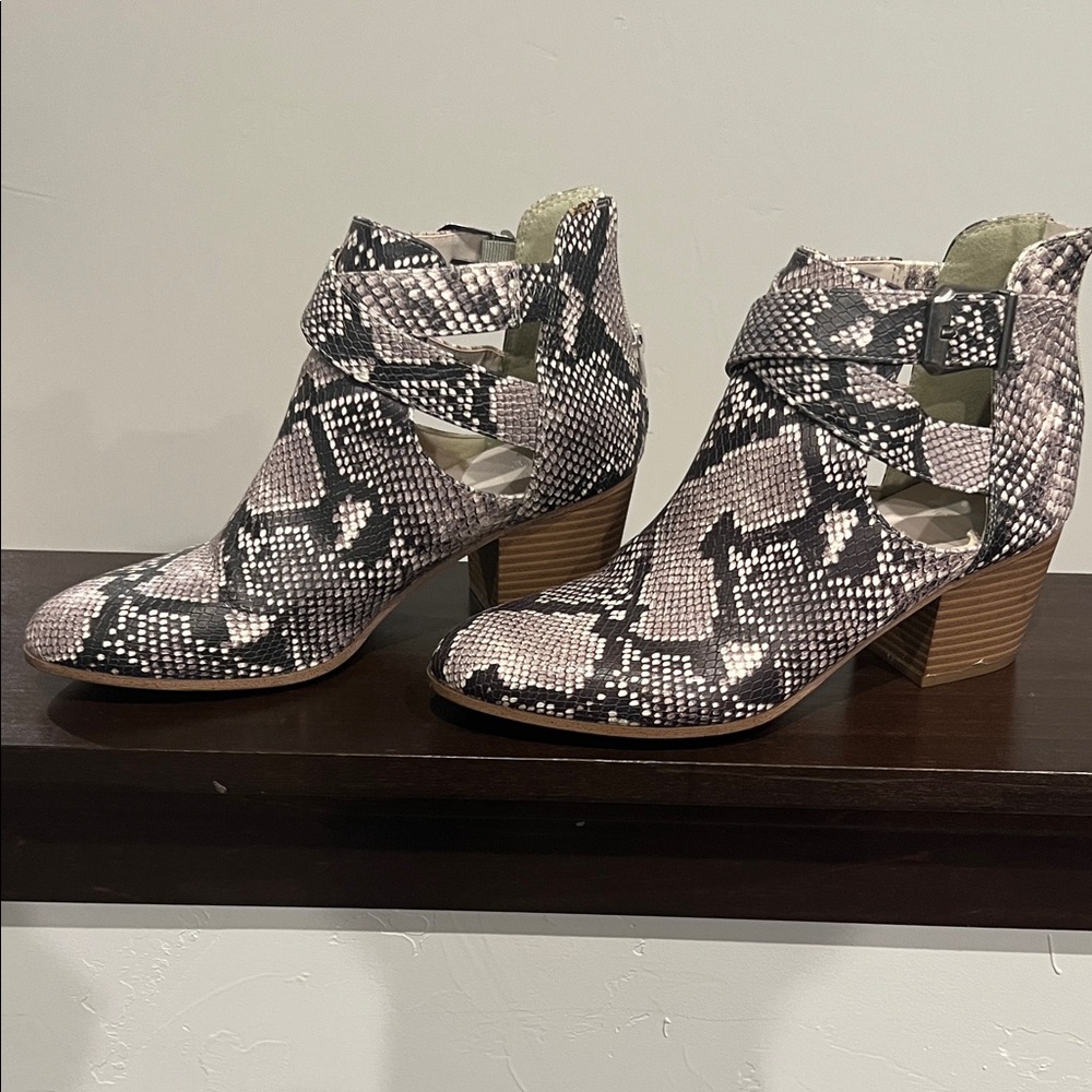 Fergalicious Snakeskin Pattern Ankle Booties